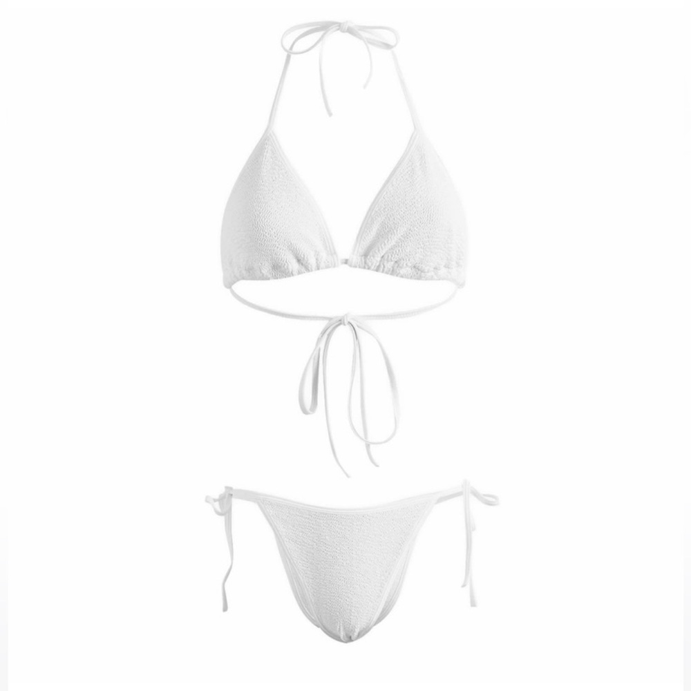 White Bikini and Bottom with Tie Sides Hunza g